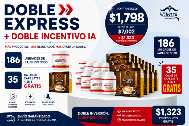 Imagen de Doble Express de Painless 3,000 + Doble Incentivo IA (35 CAJAS DE LATTE GRATIS)