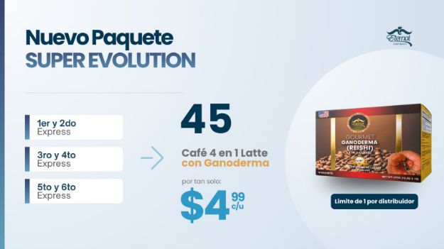 Imagen de INCENTIVO PAQUETE SUPER EVOLUTION: 45 CAJAS DE CAFE $4.99 C/U